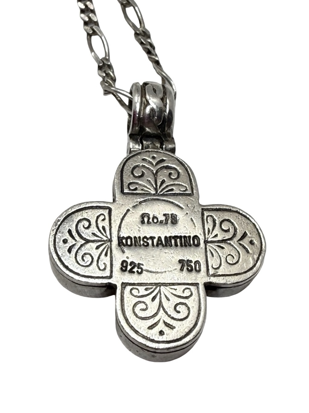Stunning Konstantino Turquoise & 18k Gold Cross Pendant Necklace - Women Jewelry - Picture 5 of 7